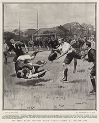 Das erste Rugby-Fußballspiel gegen eine japanische Mannschaft